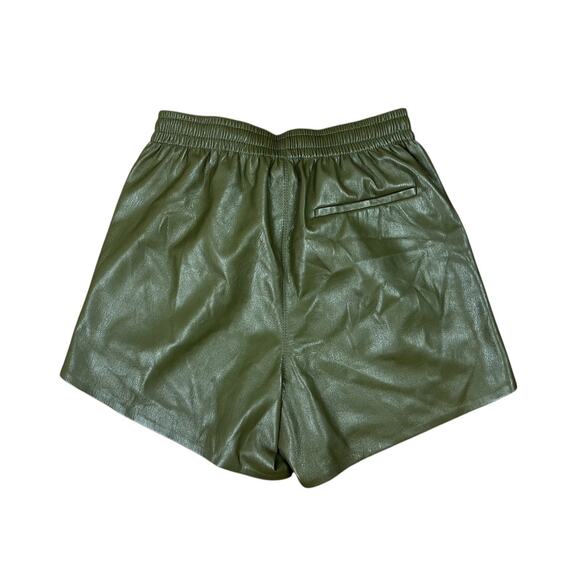 Nanushka Janna Vegan Leather Drawstring Shorts In Olive Green Designer Size XS - Picture 5 of 9